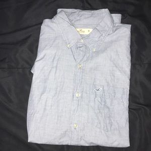 Hollister Light gray/ blue long sleeve shirt